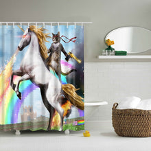 Load image into Gallery viewer, high quality adventures of Unicorn and Cat Printed Shower Curtains Bath Products