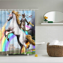 Load image into Gallery viewer, high quality adventures of Unicorn and Cat Printed Shower Curtains Bath Products