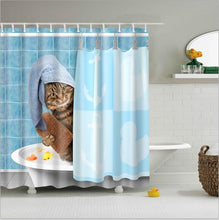 Load image into Gallery viewer, high quality adventures of Unicorn and Cat Printed Shower Curtains Bath Products